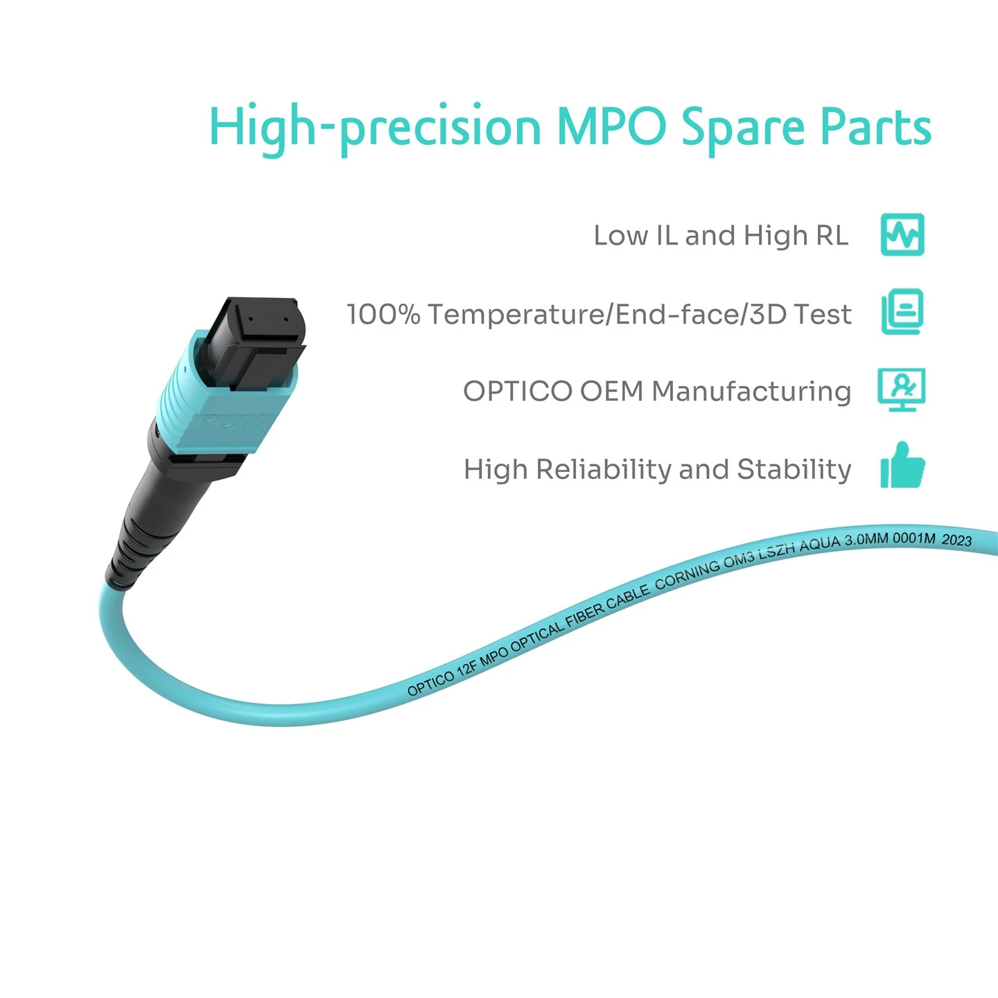 OM3 Trunk Cable Reversible 12 Fiber Optic MTP/MPO Patch Cord OM3 Trunk Cable Reversible 12 Fiber Optic MTP/MPO Patch Cord